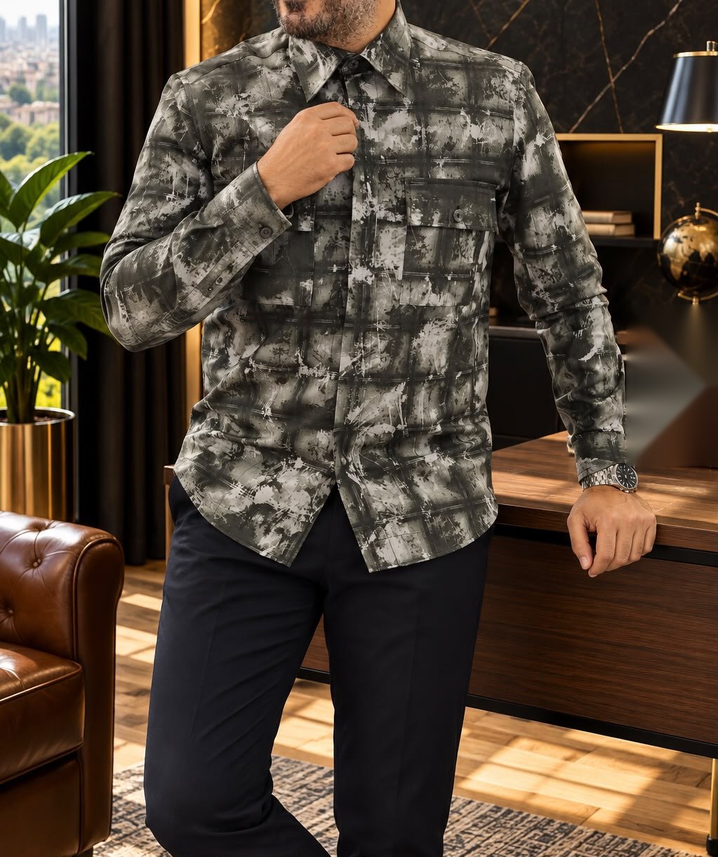 Chemise Imprimée Olive — olive
