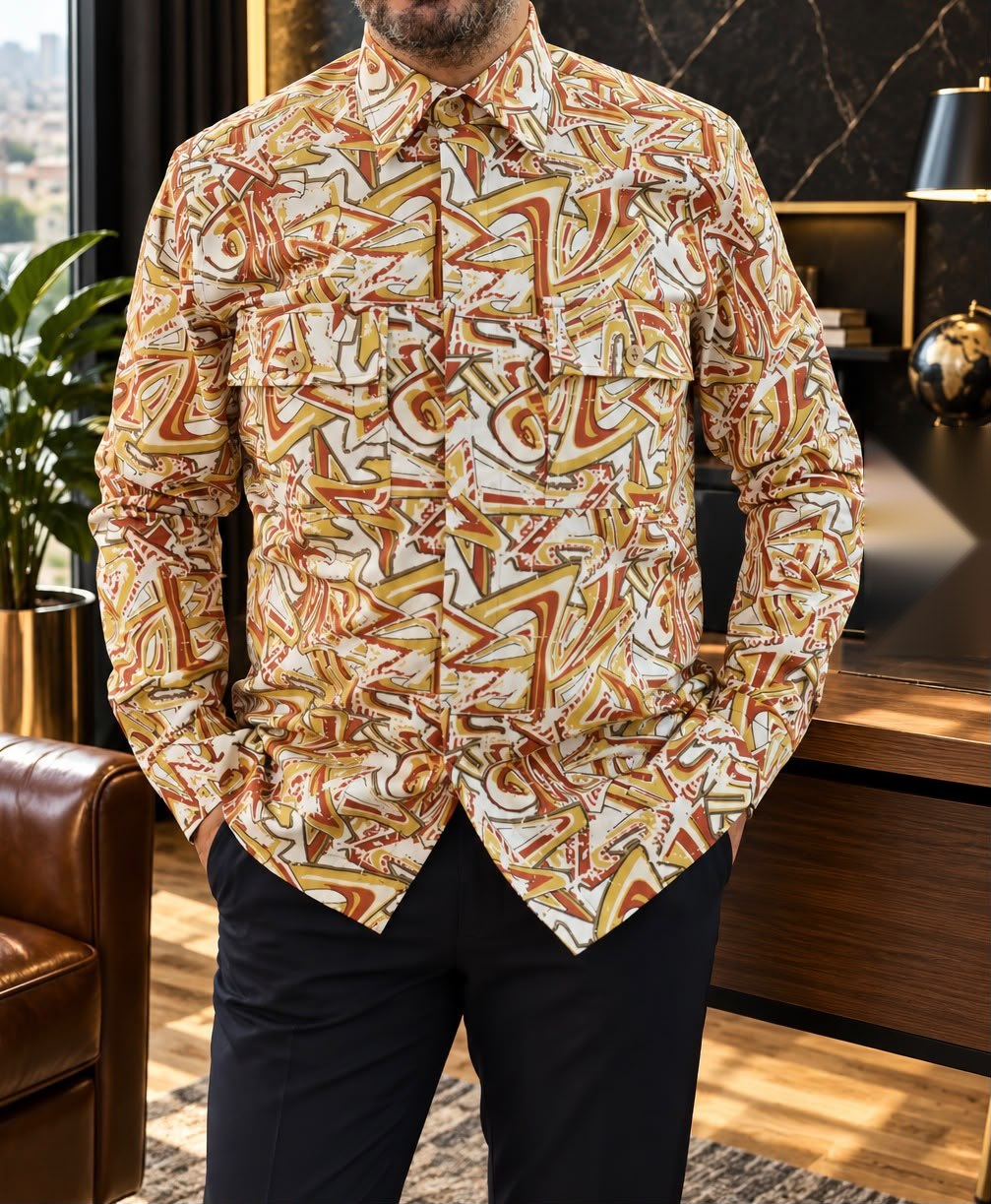 Chemise Imprimée Sable — sable & or