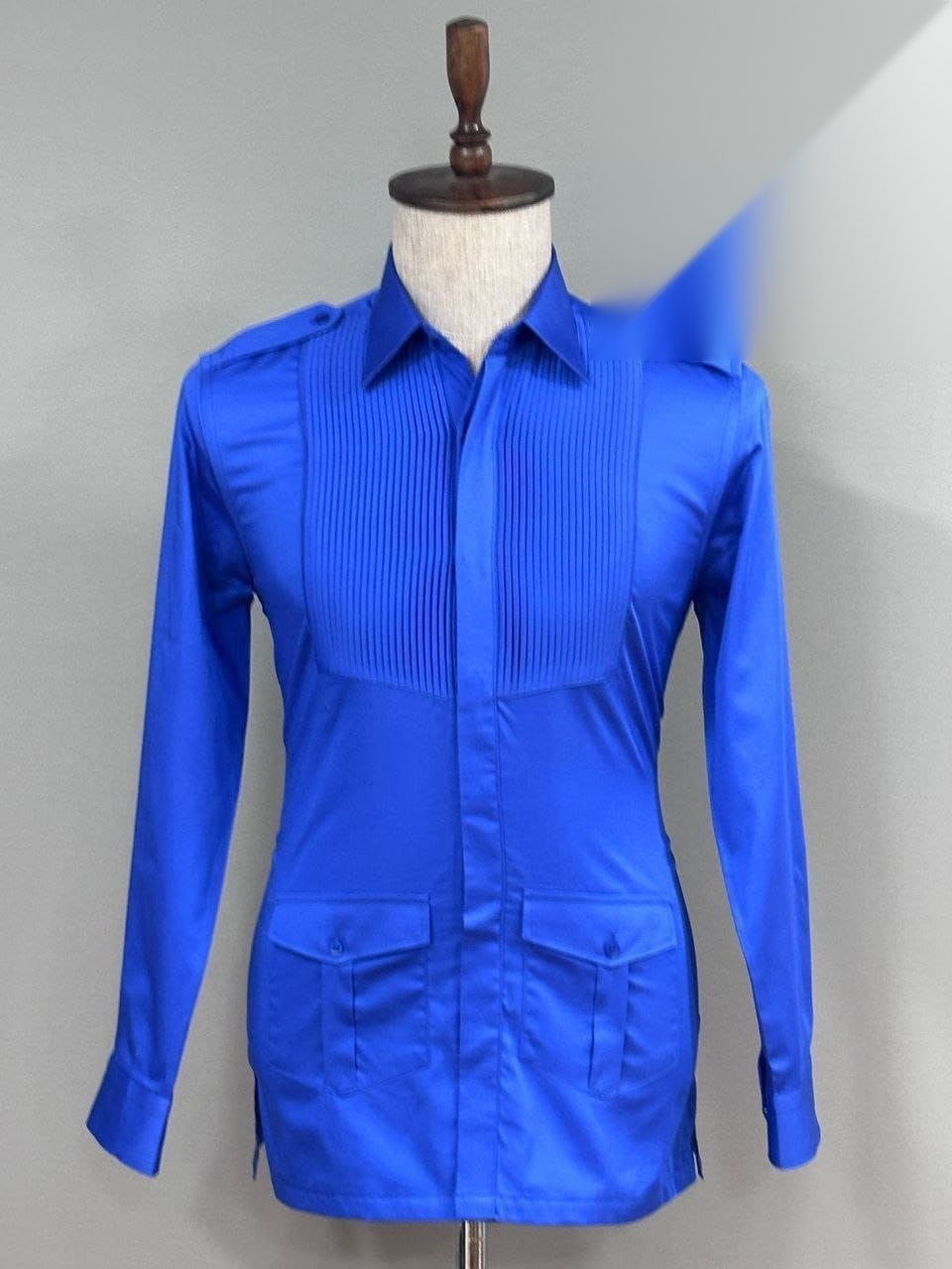 Chemise Plastron Bleu Roi — bleu roi