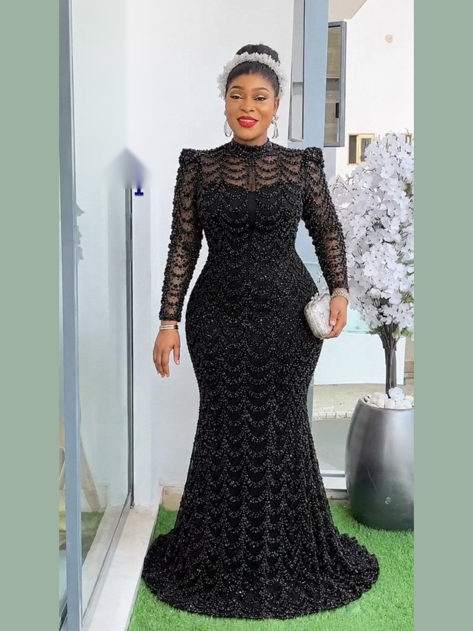 Robe Dentelle Sirène — noir