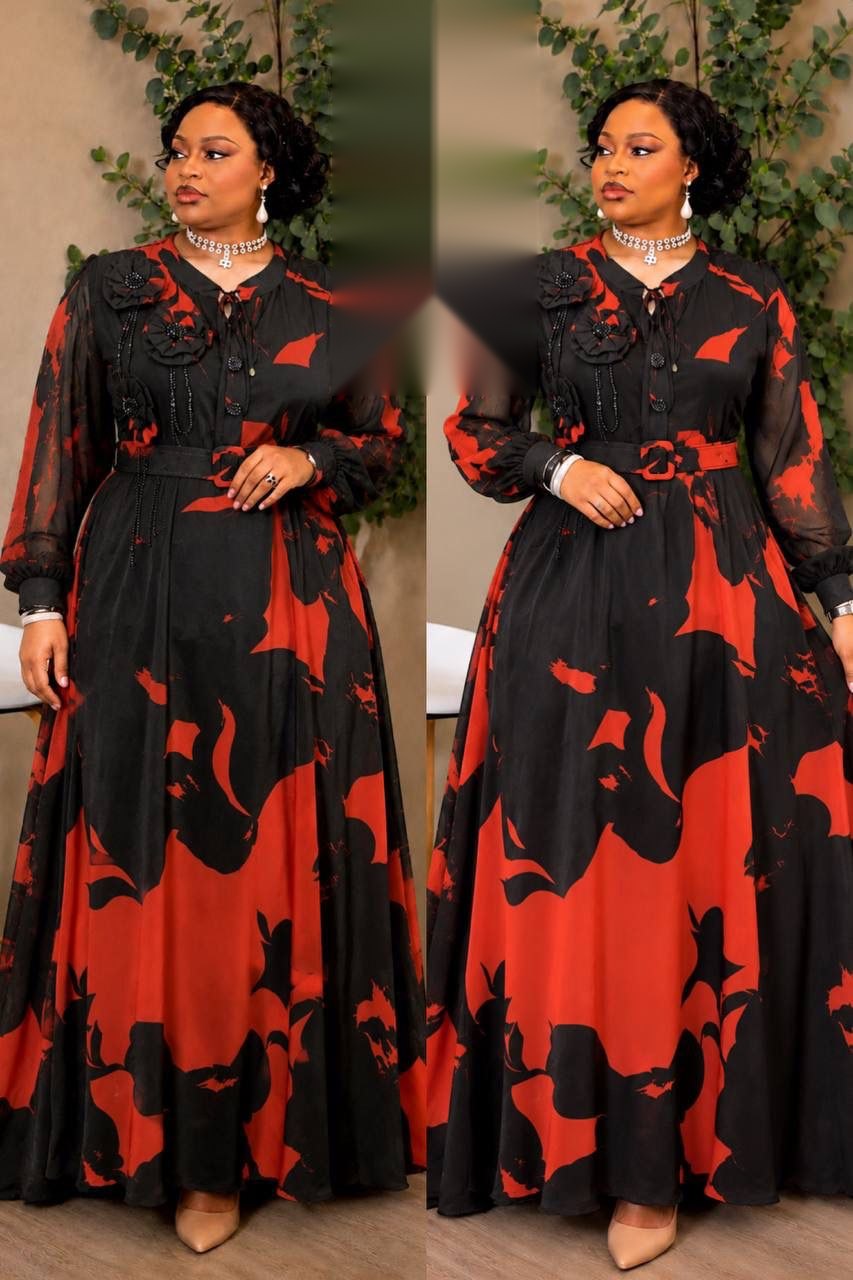 Robe Fleurs Noire & Rouge — noir & rouge