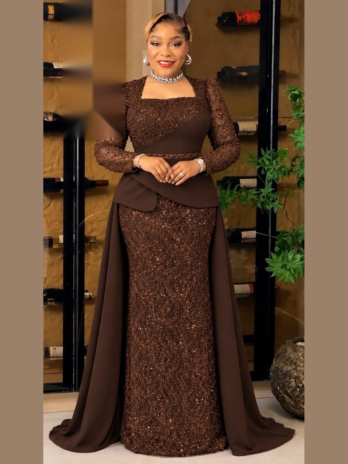 Robe Perlée Cape Cacao — cacao