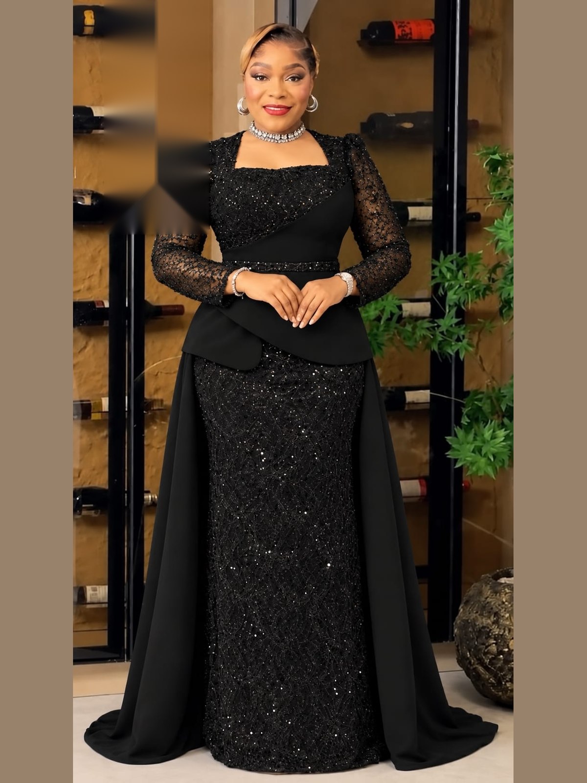 Robe Perlée Cape Noire — noir