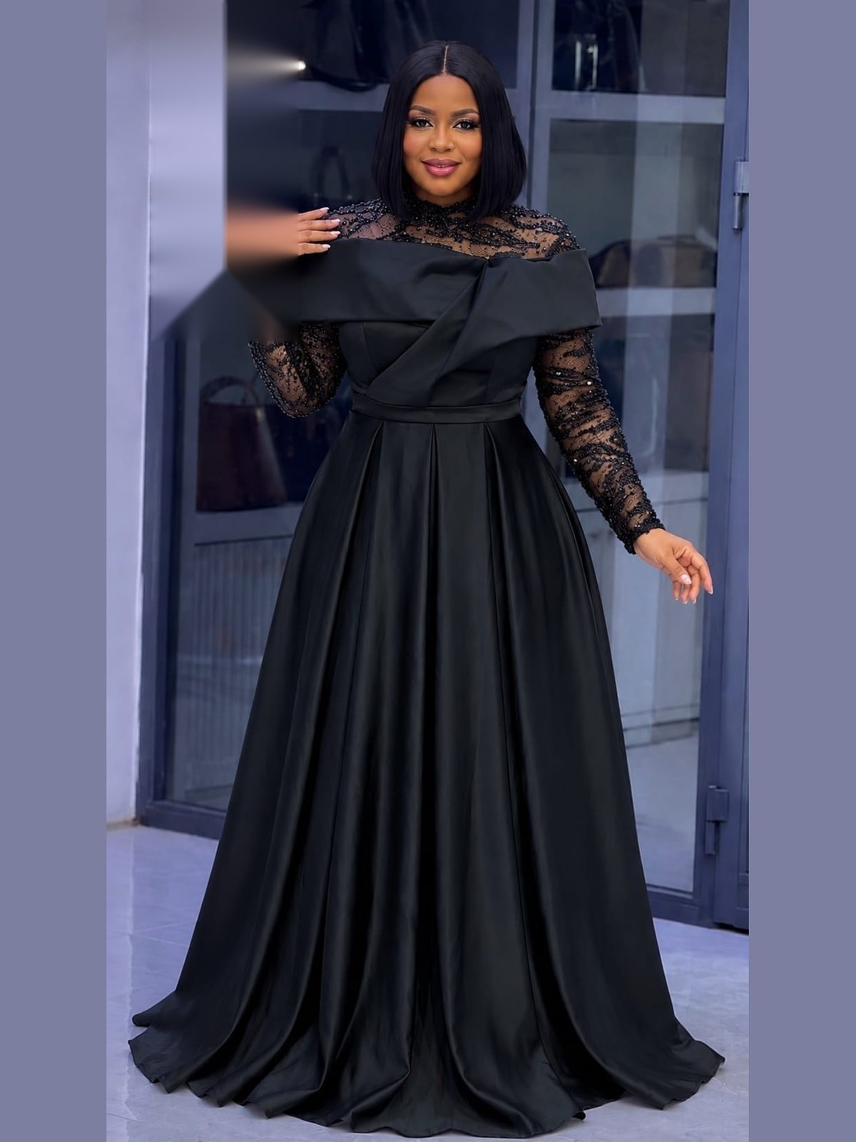 Robe Satin Drapé Noire — noir